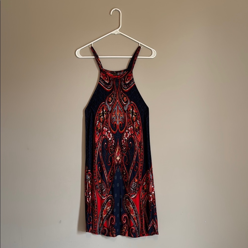 Elegant Red and Black Paisley Dress